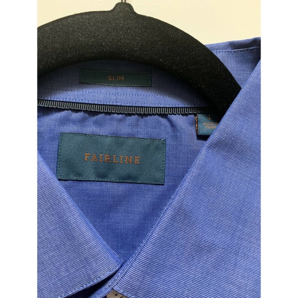 Fairline Stitch Fix Blue Dress Shirt Men Sz L Slim Fit Cobalt Button Up Work - Picture 3 of 9